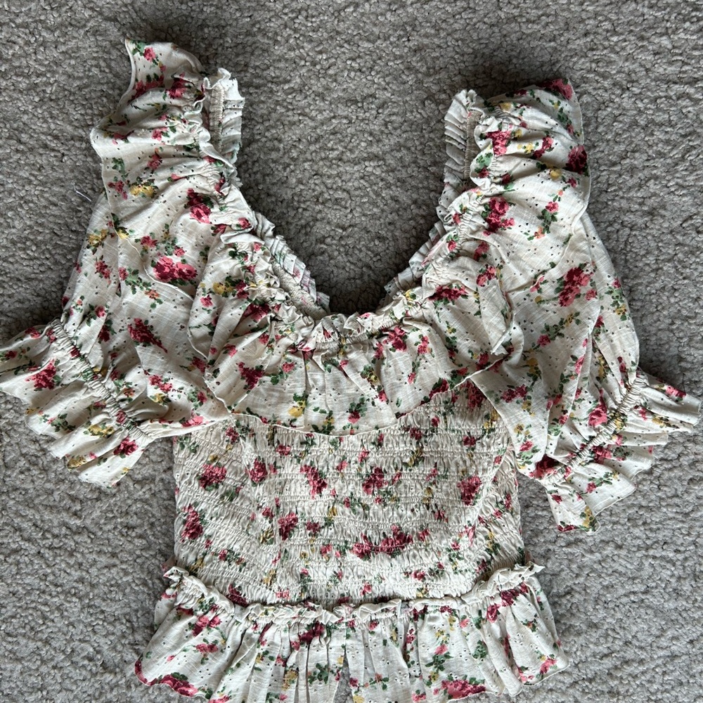 Free People Floral Ruffle Top - Picture 2 of 4